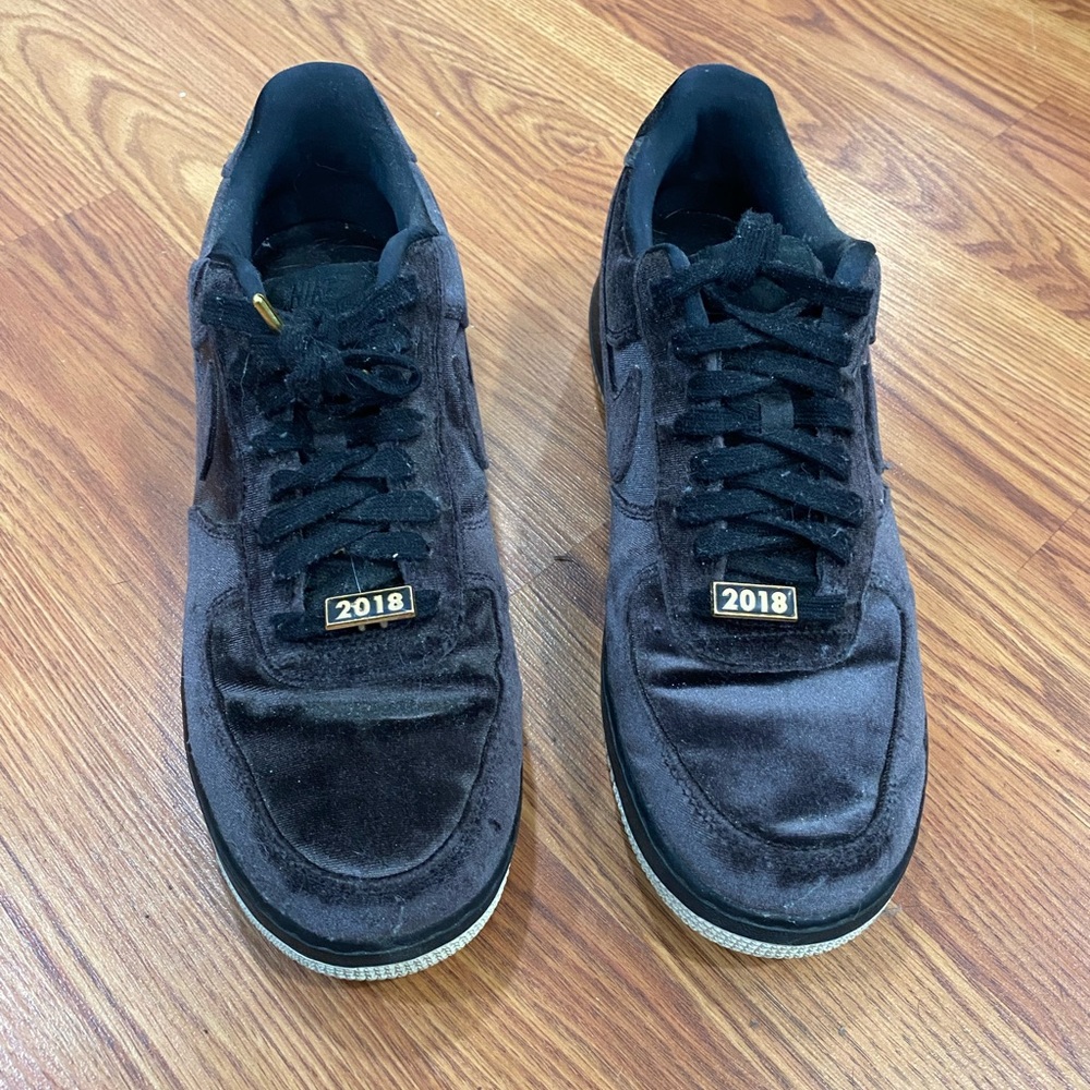 Nike Men’s Black Velvet Sneakers with Gold Accents